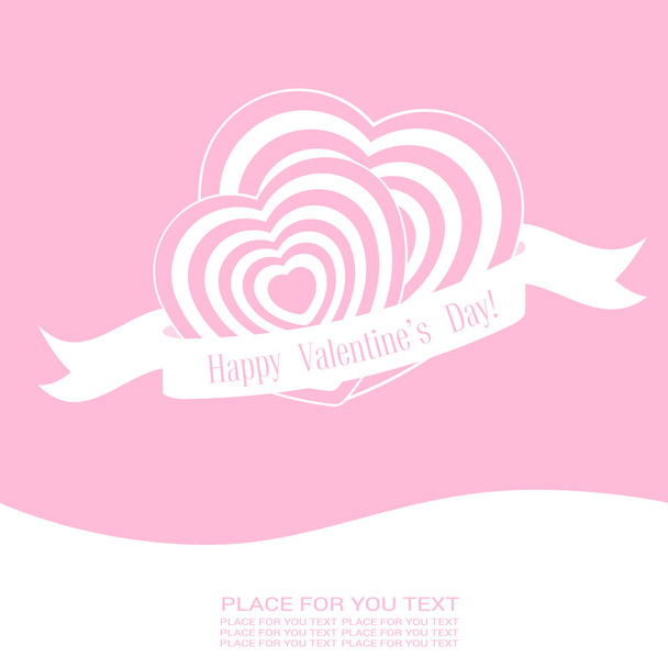 Vector illustration. Banner for design poster, card or invite Valentine's Day with hearts and title on pink background - Vector, Image