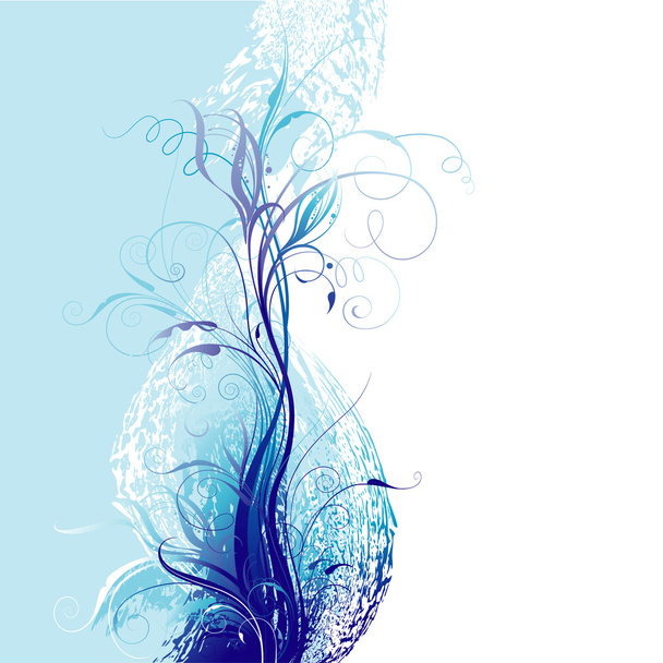 Blue Floral Background - Vector, afbeelding