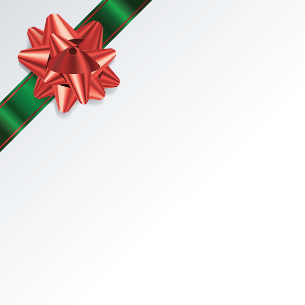 White Christmas Background with Green and Red Bow and Ribbon - Vector, Image
