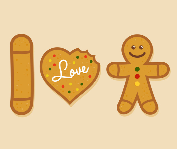 I love Ginger Bread Man - Vetor, Imagem