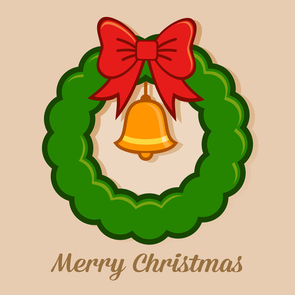 Christmas Wreath With Ribbons And Bell - Vecteur, image