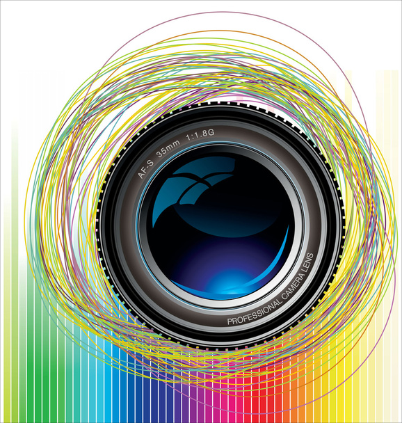 Camera lens colorful background - Vetor, Imagem