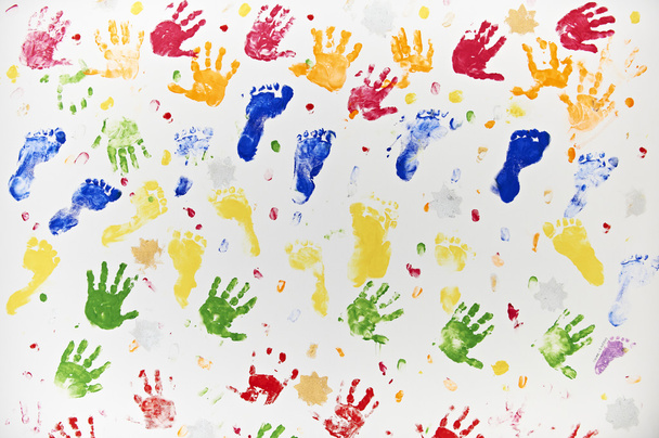 Colourful Design Made From Child's Hand And Foot Prints - Fotó, kép