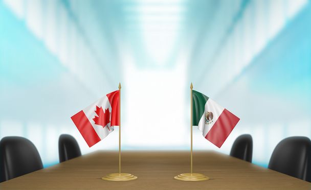 Kanada und Mexiko Beziehungen und Handelsabkommen Gespräche 3d Rendering - Foto, Bild