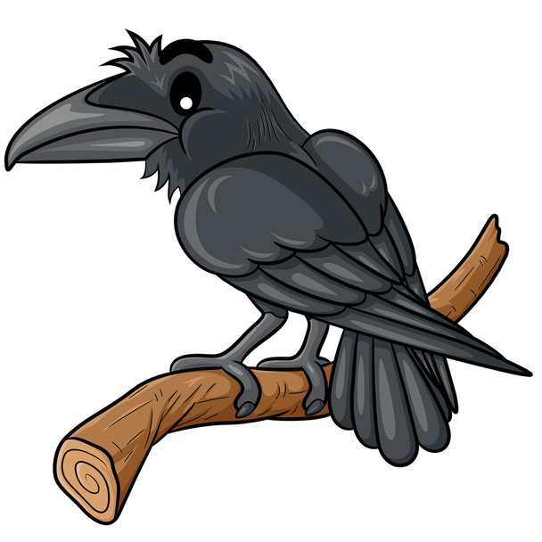 Raven Cute Cartoon - Vector, Image