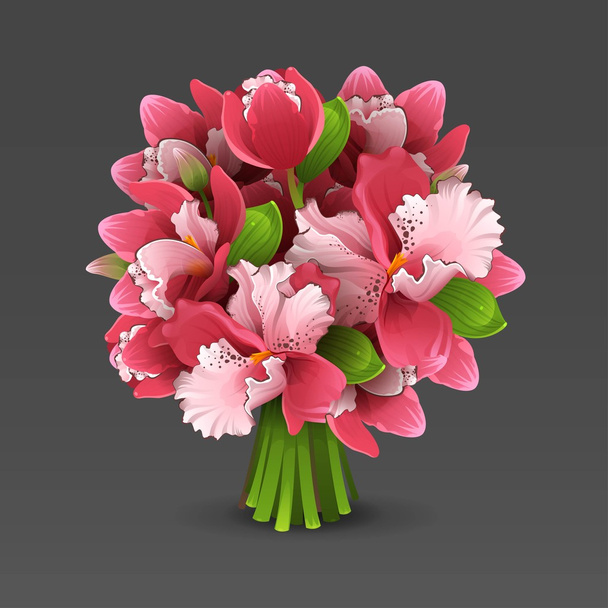 Bouquet d'orchidées roses
 - Vecteur, image
