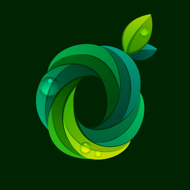O-літерний логотип, сформований зеленим листям
. - Вектор, зображення