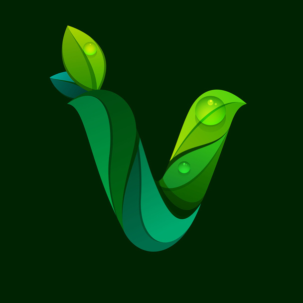 V lettera logo formato da foglie verdi
. - Vettoriali, immagini