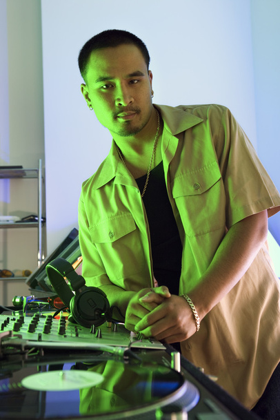 Male DJ with turntable. - Photo, Image