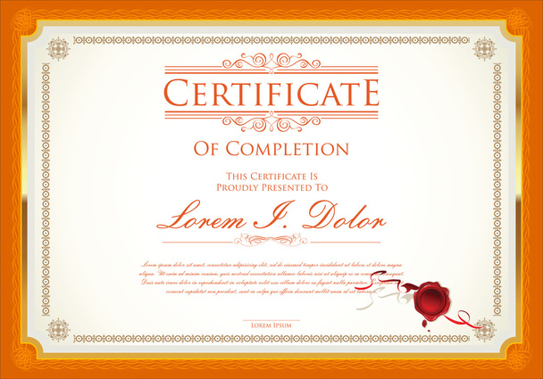 Certificate or diploma template retro vintage design - Vector, Image