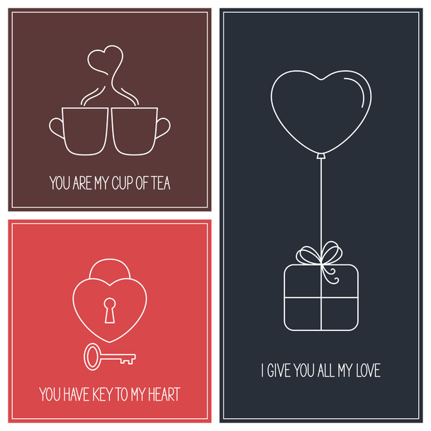 Valentine cards set - Vektor, Bild