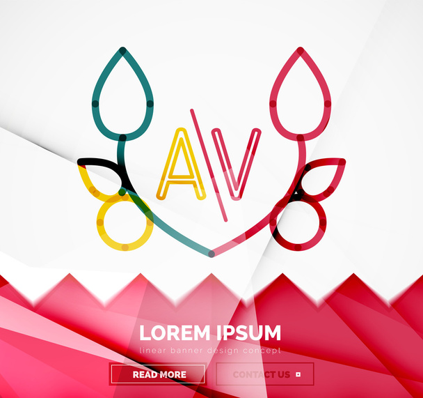 Abstract geometric linear hipster floral icon, frame design, flat style. Banner - Vector, Image