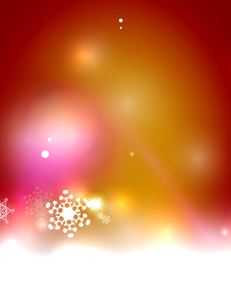 Christmas orange abstract background with white transparent snowflakes - Vector, Image