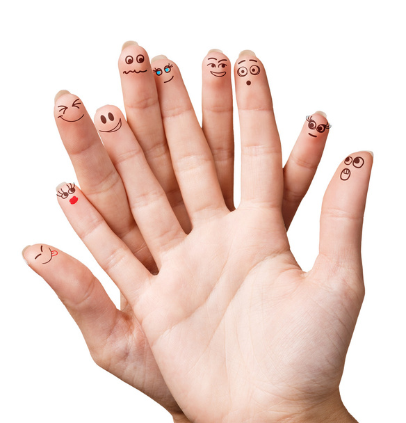 Komik parmak ile gülen yüz - Fotoğraf, Görsel