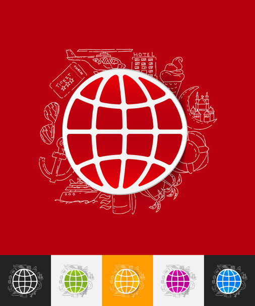 wereldbol papier stickers - Vector, afbeelding