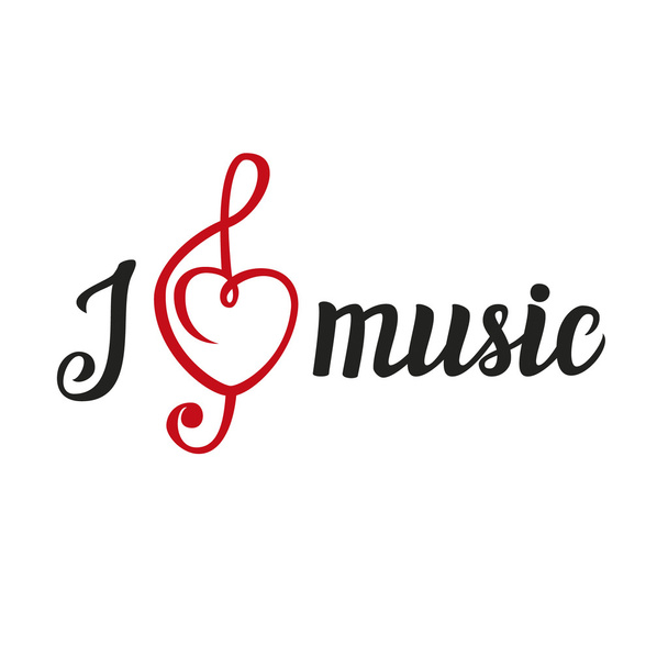 Kalligrafische Schrift "Ich liebe Musik"  - Vektor, Bild