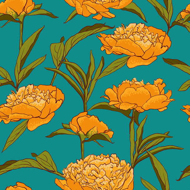 Seamless floral background with peonies - Διάνυσμα, εικόνα