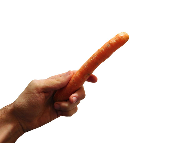 рука с морковью на белом фоне
 - Фото, изображение