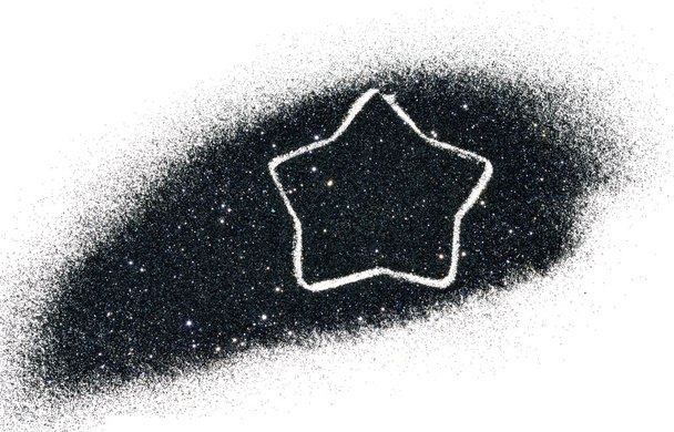 Étoile abstraite de paillettes noires scintillent sur fond blanc
 - Photo, image