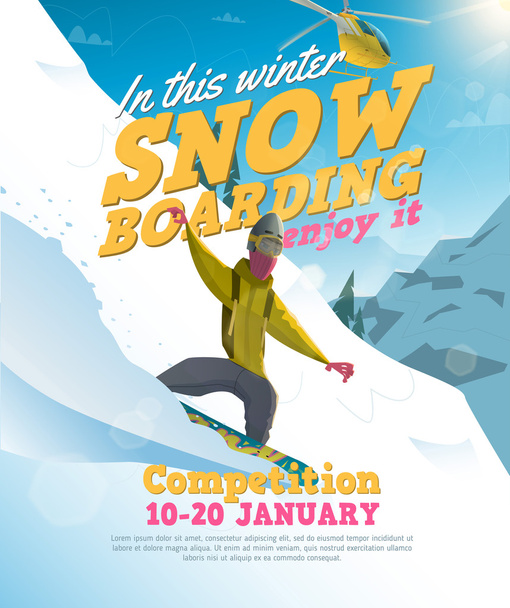 Snowboarder in azione illustrazione invernale
 - Vettoriali, immagini