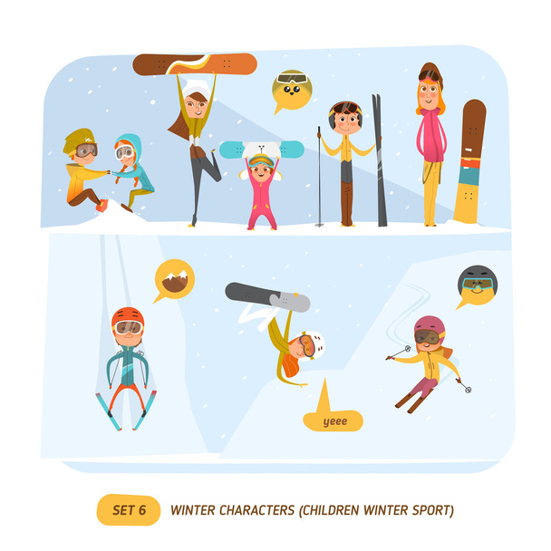 Winter character set. Sport - Vector, Image