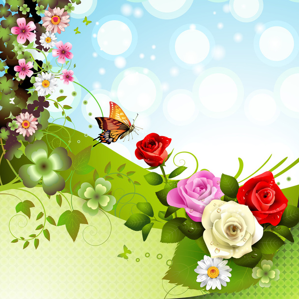 Background with roses - Vector, afbeelding