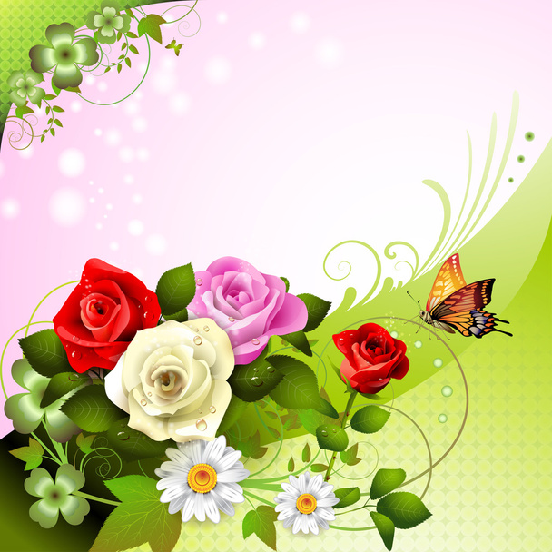 Background with roses - Vector, imagen
