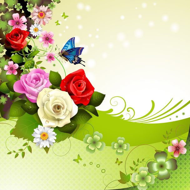 Background with roses - Vector, imagen