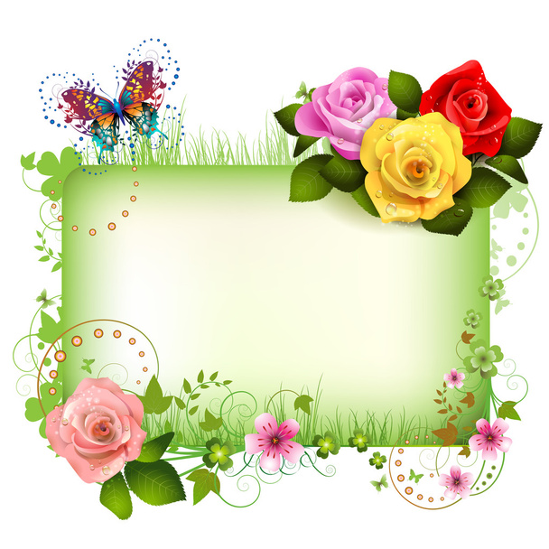 Banner with flowers - Vector, afbeelding
