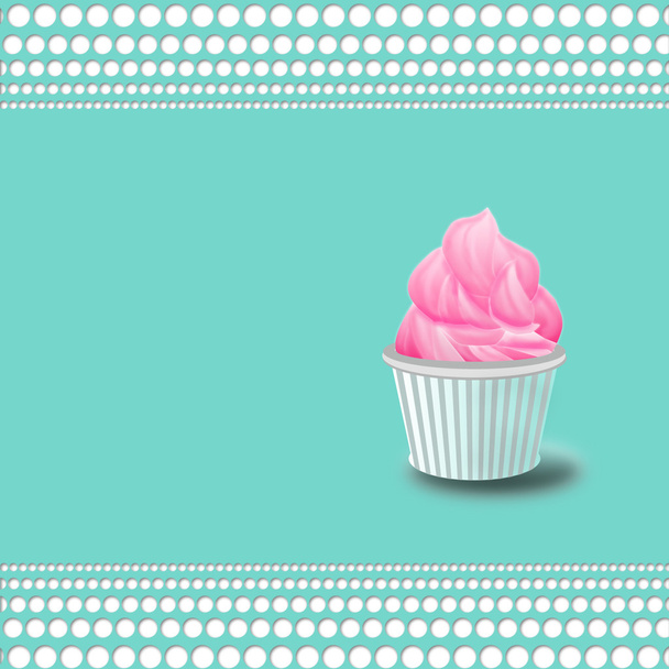 Background with pink cupcake. Vintage illustration of sweet cake. - Photo, Image