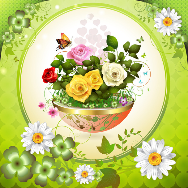 Flowers in flowerpot - Vector, imagen