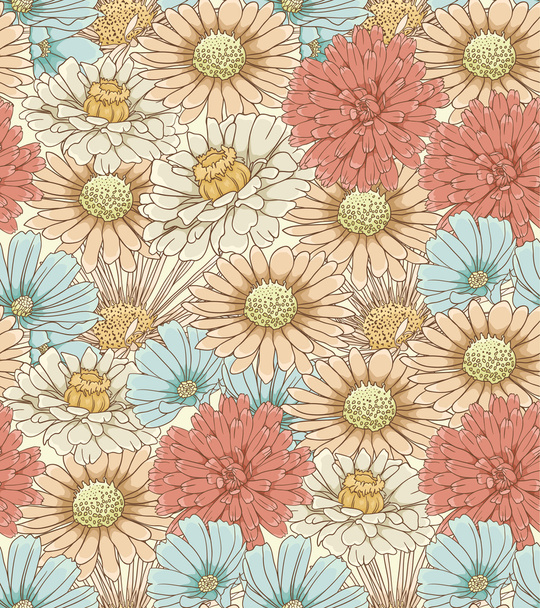 Floral seamless wallpaper - Vector, afbeelding