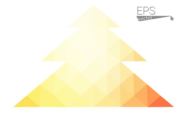 Ilustración vectorial de árbol de navidad de estilo polígono bajo rojo, amarillo que consiste en triángulos. Origami poligonal triangular abstracto o diseño de cristal de celebración de Año Nuevo. Aislado sobre fondo blanco
. - Vector, Imagen