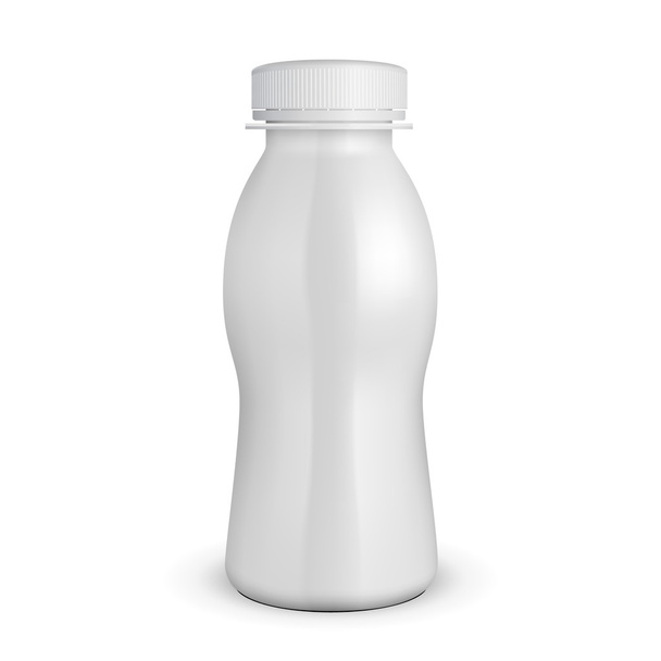 3D White Yogurt Milk Plastic Bottle. Products On White Background Isolated. Ready For Your Design. Product Packing. Vector EPS10 - Vector, Image