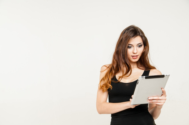 young woman holding tablet pc biute - Foto, immagini