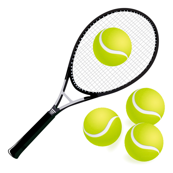 Теннисная ракетка и мячи - Вектор,изображение