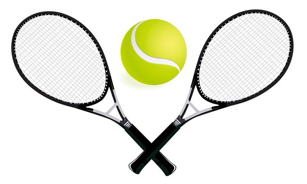 Tennis rackets and ball - Vector, Image
