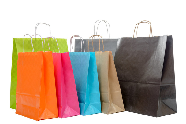 Einkaufstaschen Kollektion auf weißem Hintergrund  - Foto, Bild