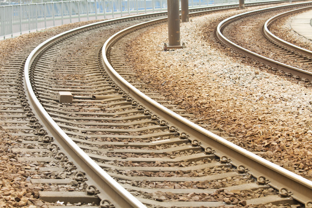 Close-up of the railway tracks complex junction - Фото, изображение