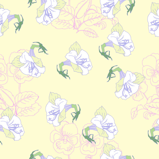 Pink Seamless pattern  with lilac and flowers - Vettoriali, immagini