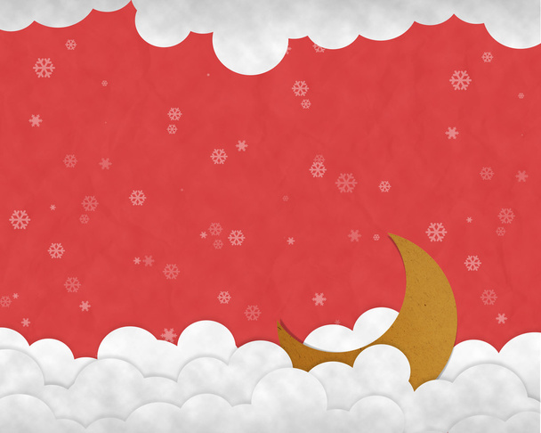 Crescent moon and snowfall on Christmas night Background, Paper  - Photo, Image