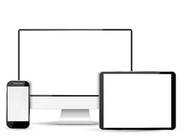 Set  computer monitor, tablet and mobile phone - Vector, Image