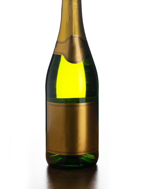 close up of champagne bottle with blank label - Foto, imagen