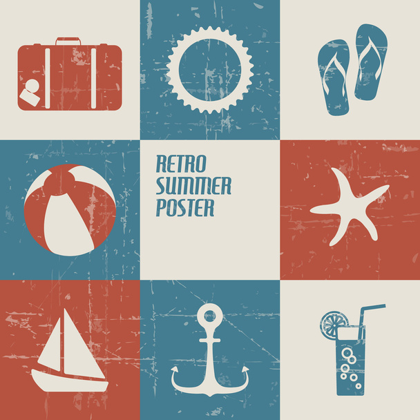 Vector summer poster made from icons - Vettoriali, immagini