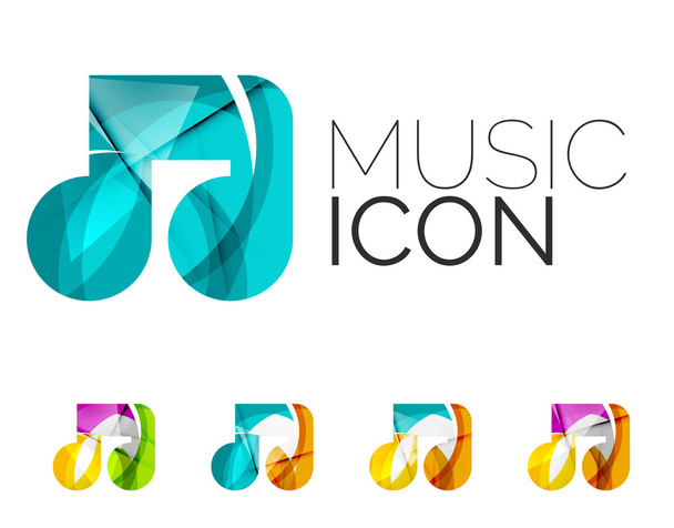 Készlet-ból absztrakt zenei jegyzet ikon, vállalati emblémát koncepciókat, tiszta modern geometriai design - Vektor, kép