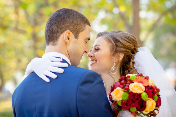 Gentle hugs and kisses the bride groom - Foto, immagini