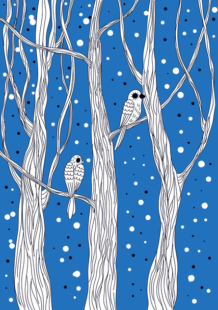 Doodle winter card - Vetor, Imagem