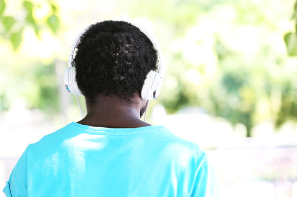 African American man with headphones  - Fotoğraf, Görsel