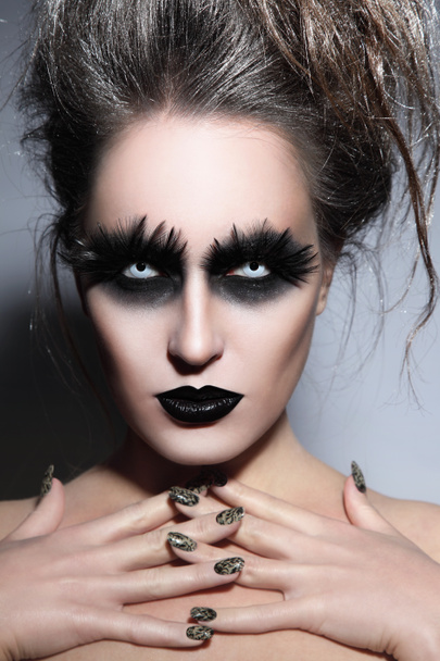 Woman with stylish Halloween makeup - Foto, immagini