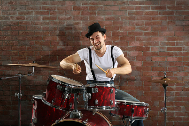 Musician playing drums - Фото, зображення